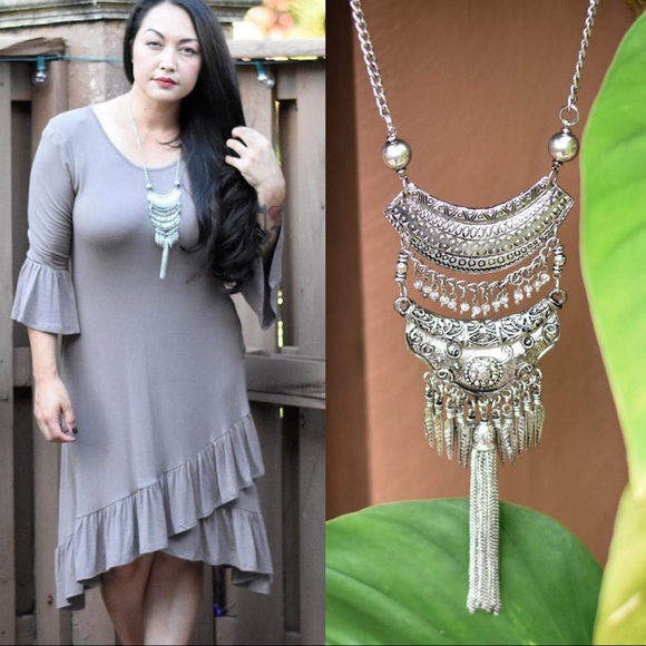 Long Bohemian Statement Necklace - Picture 2 of 3